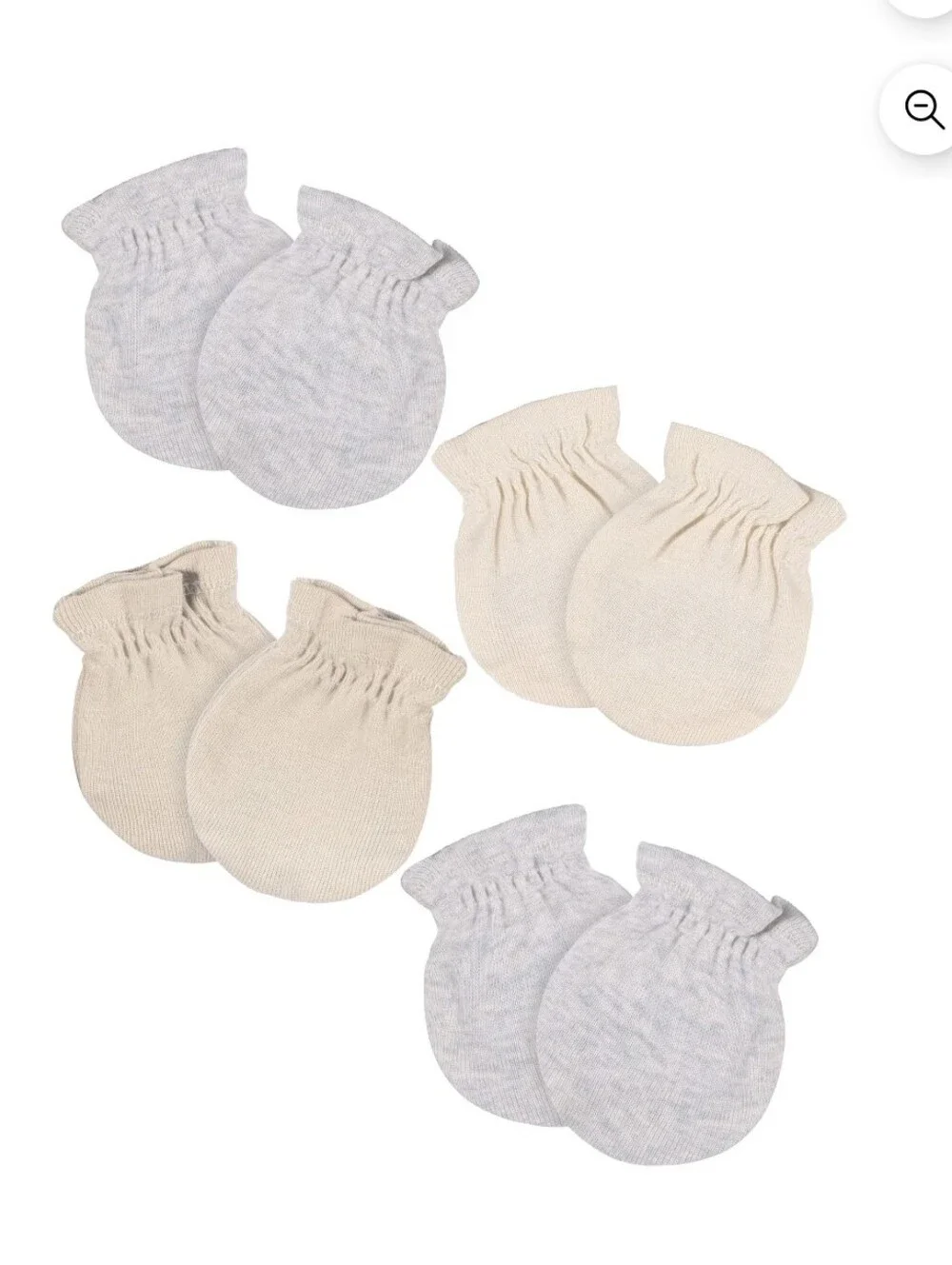 Gerber Baby Mittens 4-Pack in Cream and Light Gray Size 0-6m